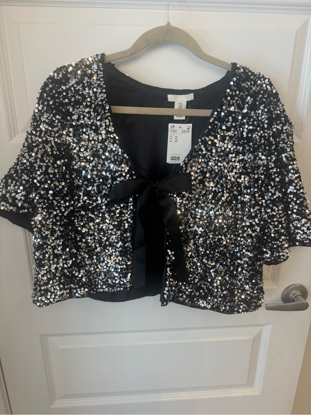 Sequin Tie-Front Top